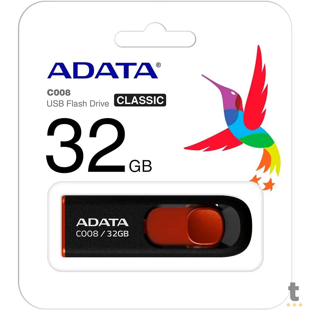 Pen Drive 32gb USB Adata 32G Preto / Vermelho - AC00832GRKD Truedata